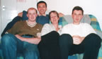 At Lawrence's flat with Lawrence, Jen and Euan - 2001